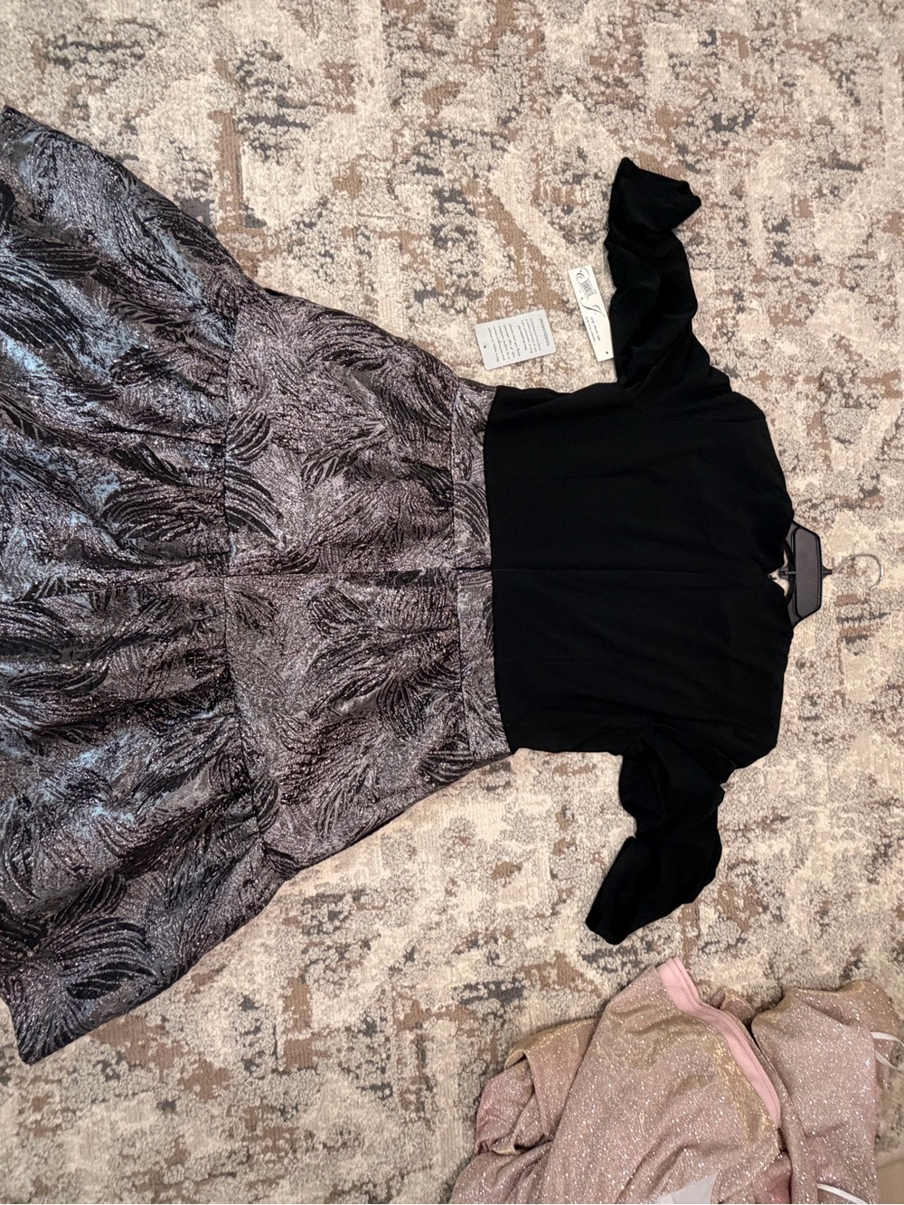 Long Sleeve Mixed Media Fit & Flare Dress - Picture 4 of 4
